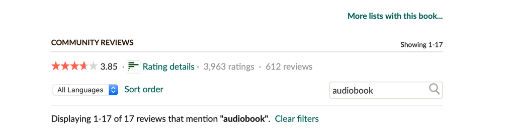 How can I find audiobook reviews on Goodreads?