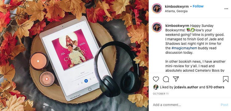 Where can I find audiobook reviews on author Instagram accounts?